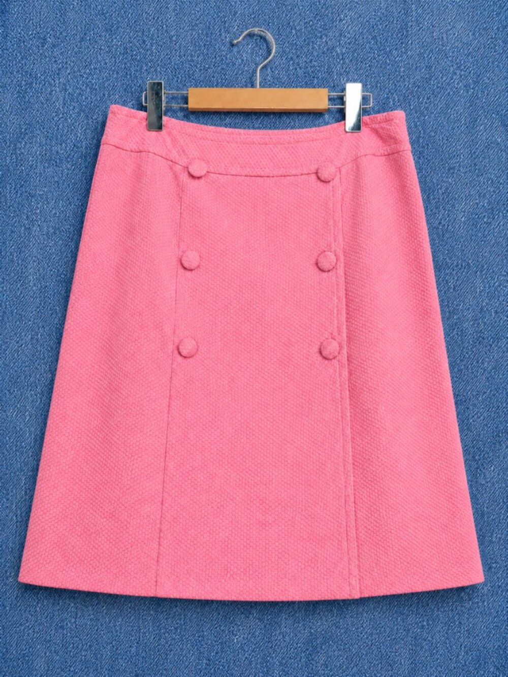 Preppy Cotton Pink Barbie Core Textured Wrap-Front A-Line Classic Skirt Size 10